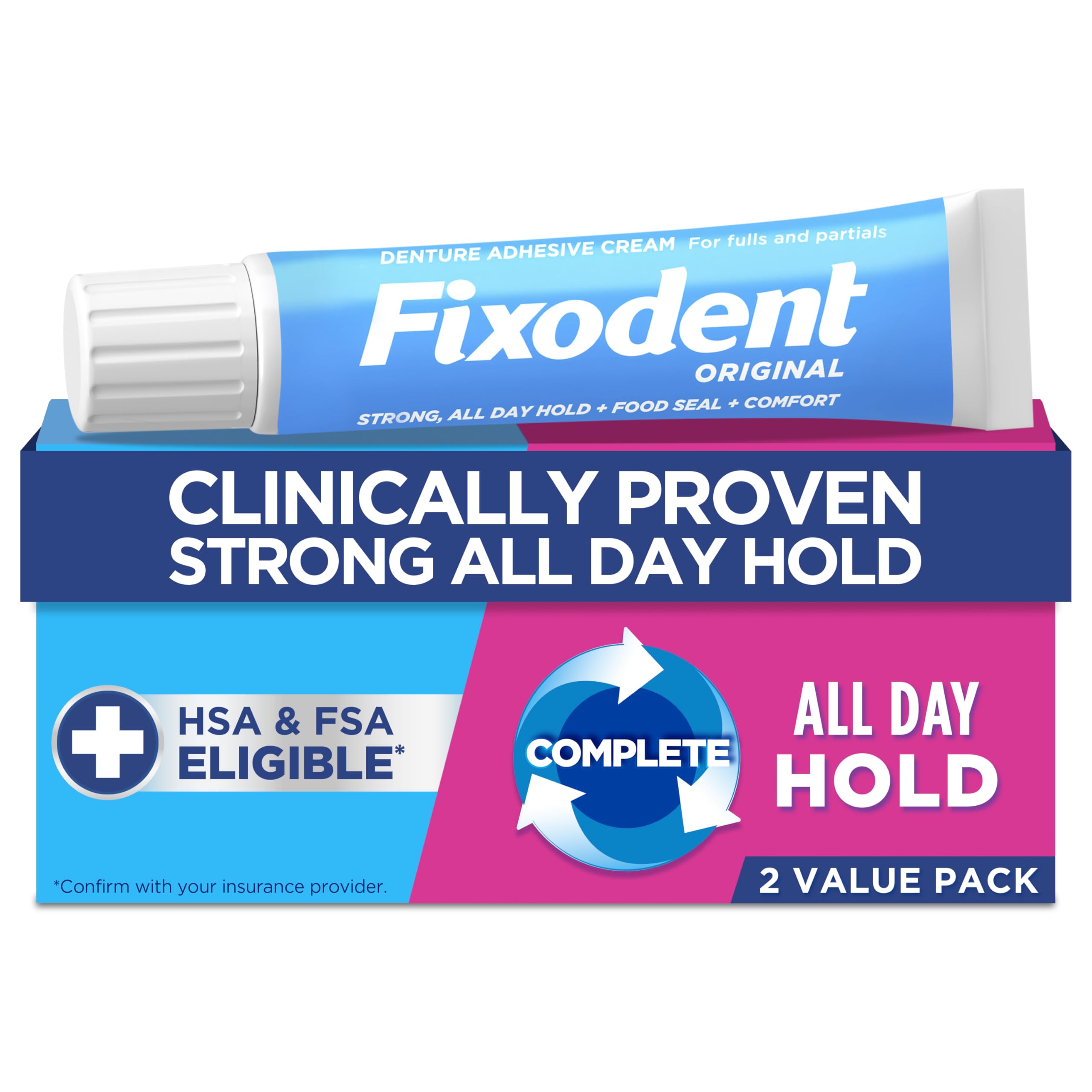 Fixodent Complete Original Denture Adhesive Cream - 2.4 oz Pack of 2