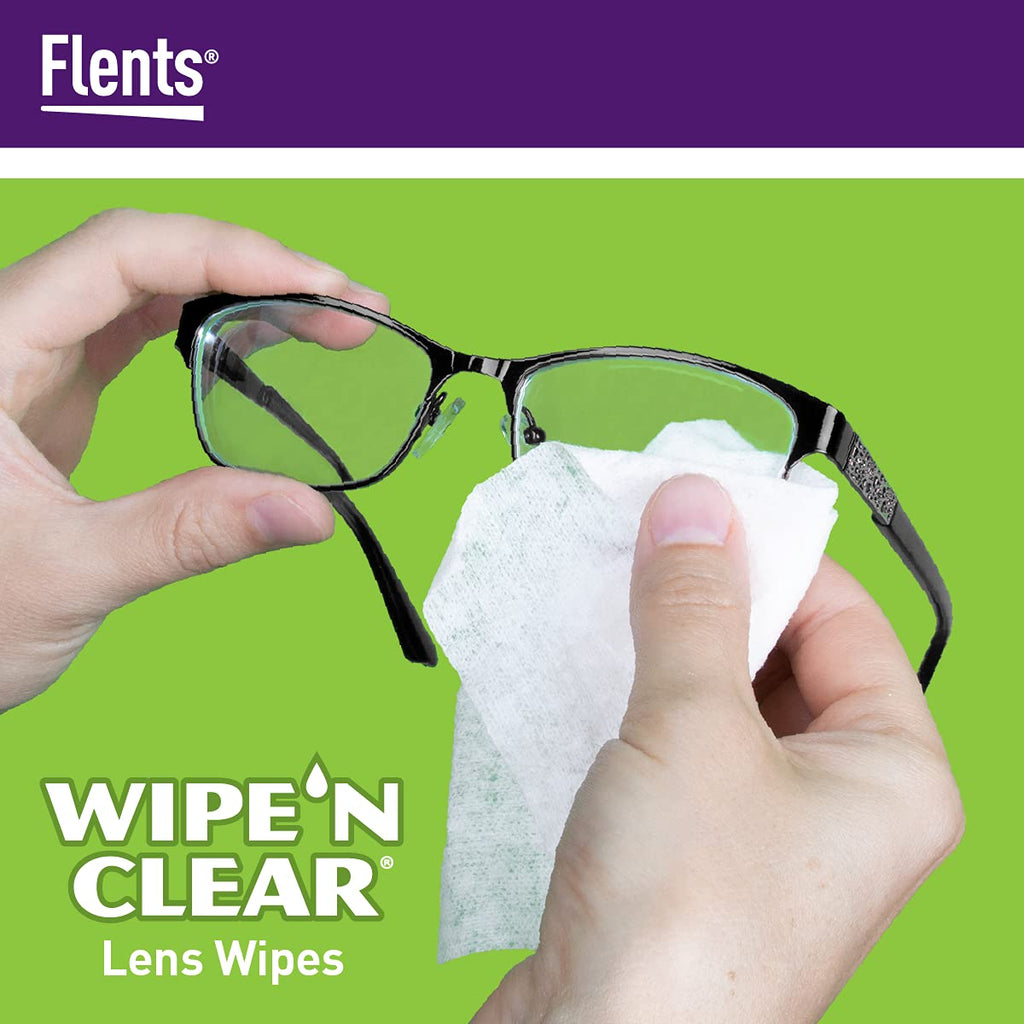 Flents Wipe ’N Clear Biodegradable Lens Wipes – 225 Count | Quick-Dry, Anti-Streak Cleaning for Glasses & Screens