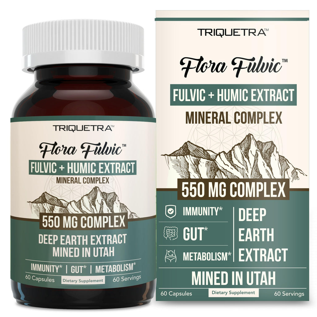 Flora Fulvic – Fulvic Acid + Humic Acid Complex 550 mg | Utah Deep-Earth Mine | 60 Capsules | Immunity, Gut & Digestion