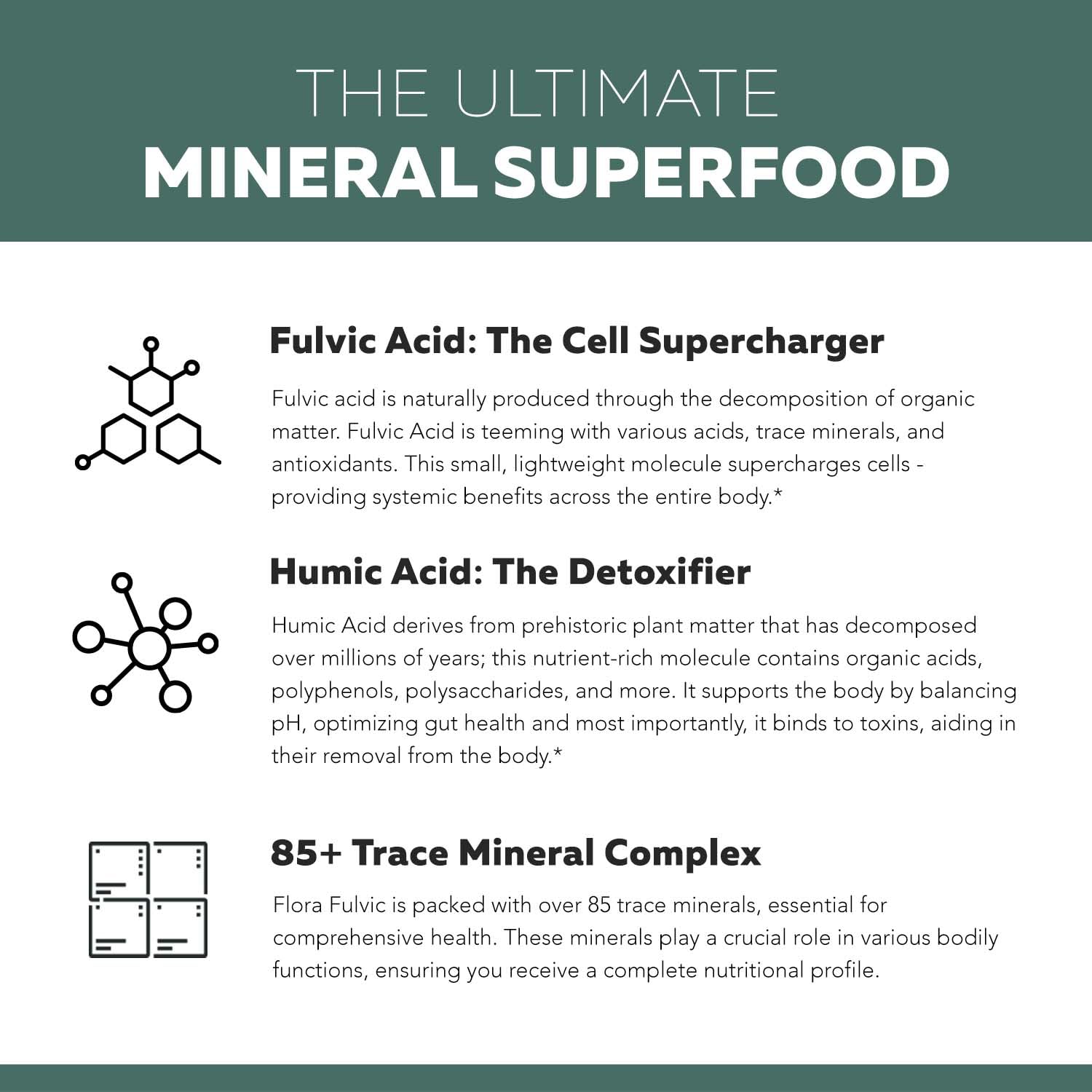 Flora Fulvic – Fulvic Acid + Humic Acid Complex 550 mg | Utah Deep-Earth Mine | 60 Capsules | Immunity, Gut & Digestion