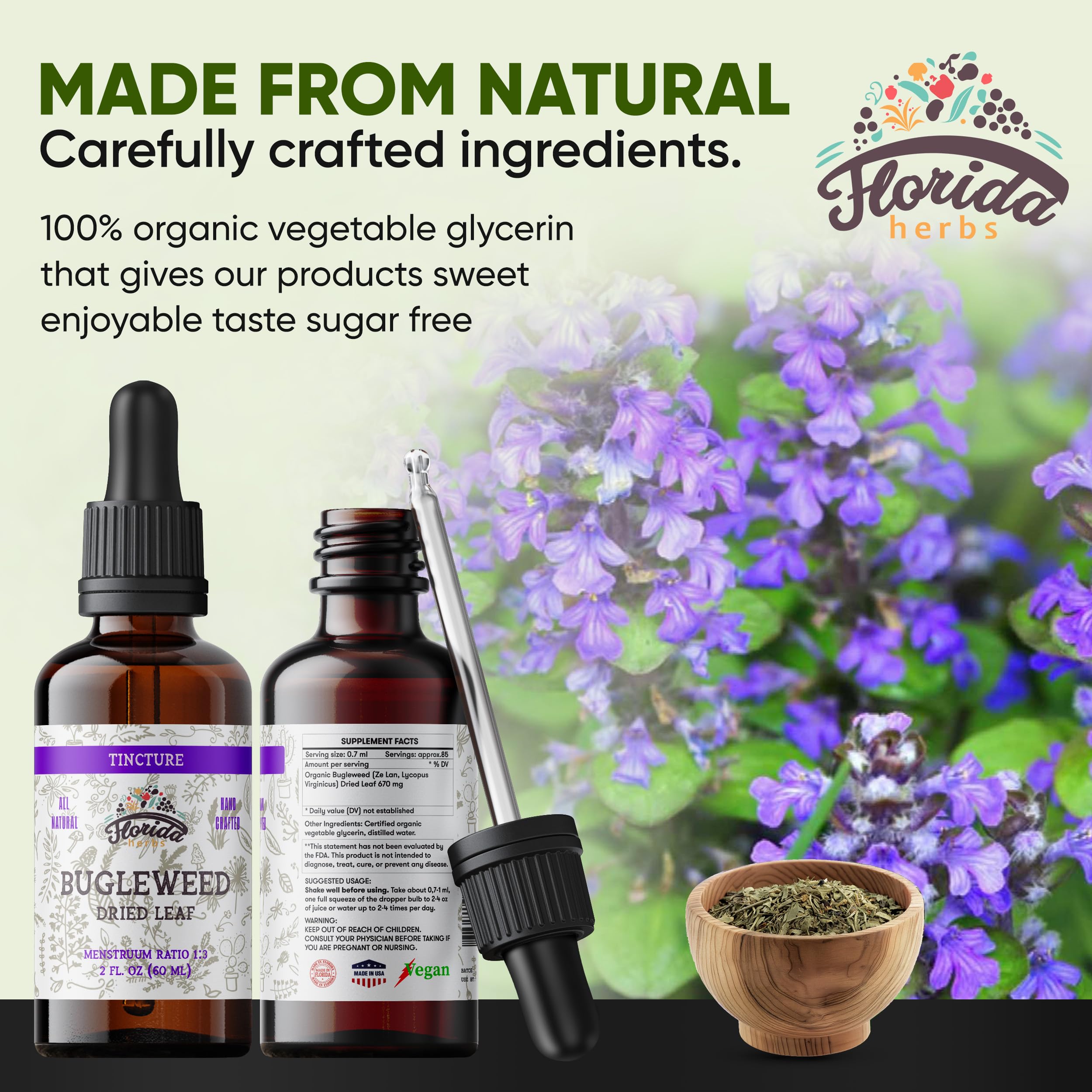 Florida Herbs Bugleweed Tincture - Organic Bugleweed Extract, Non-GMO, 2 oz Pack of 2