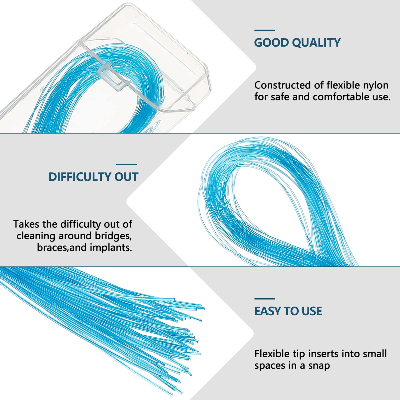 Floss Threaders for Braces, Bridges & Implants – Deep Clean 200PCS (4 Pack) Blue