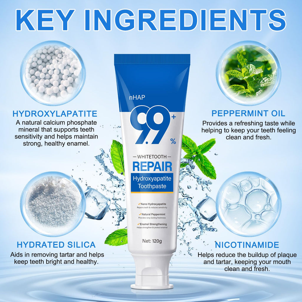 2 Pack Hydroxyapatite Toothpaste for Enamel Protection – Fluoride-Free for Sensitive Teeth, Gentle Mint