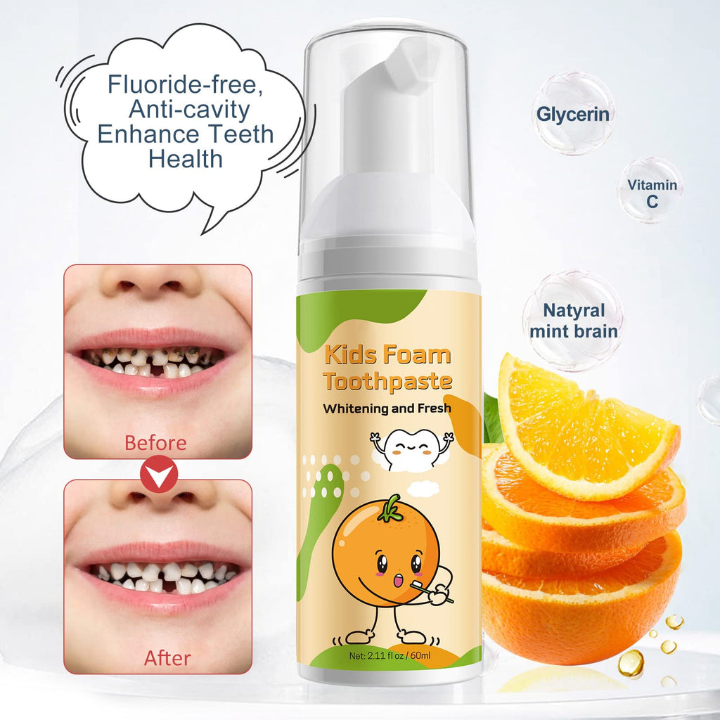 Foam Toothpaste for Kids | Low Fluoride & U-Shape Toothbrush
