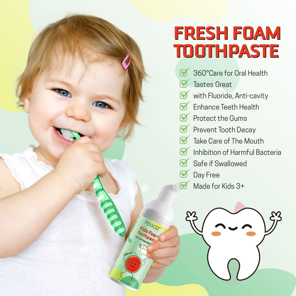 Foam Toothpaste Kids with Fruit Flavor – Low Fluoride, Gluten-Free
