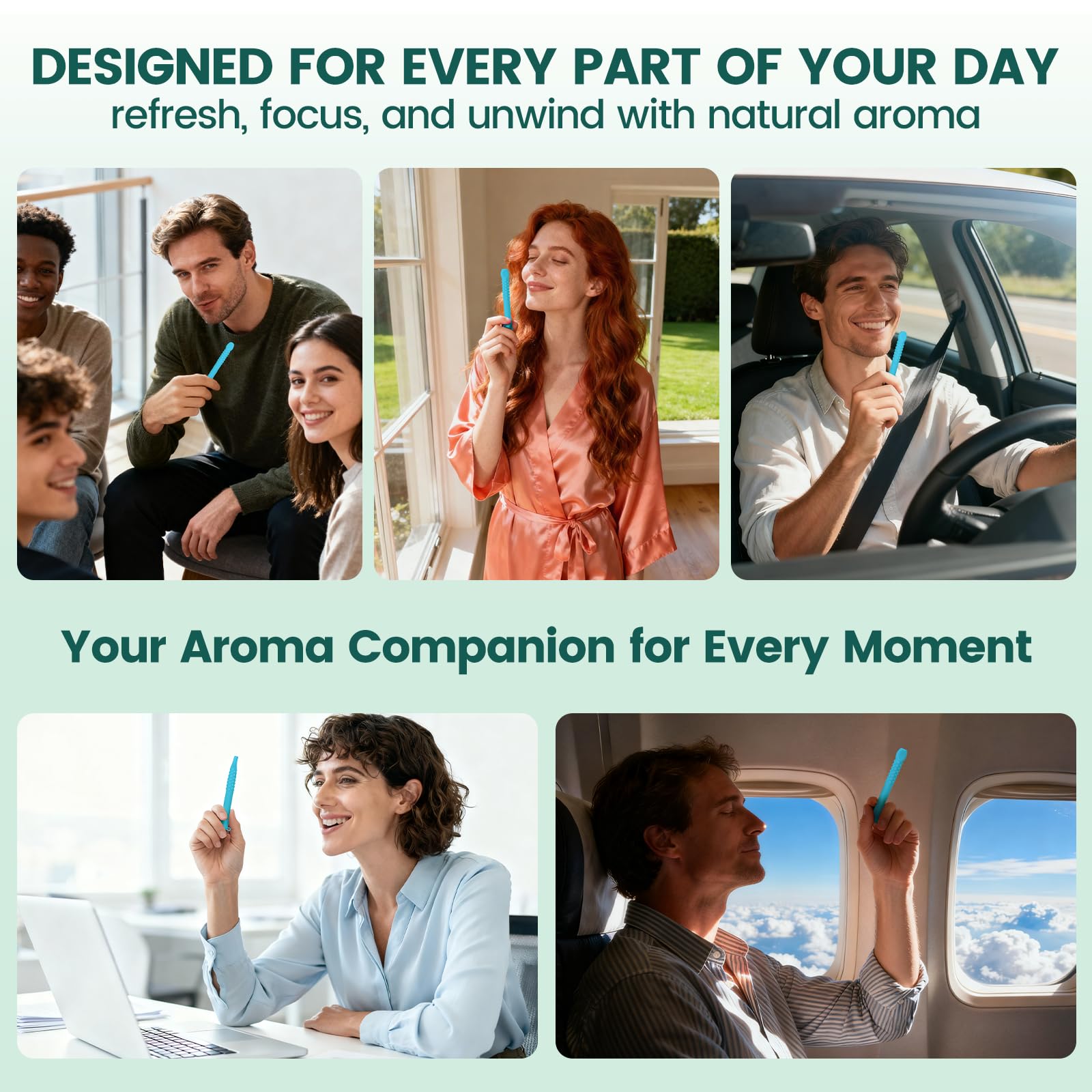 3 Pack Chewable Silicone Aroma Sticks with Essential Oils – Stress Relief & Fresh Breath (Multicolor)
