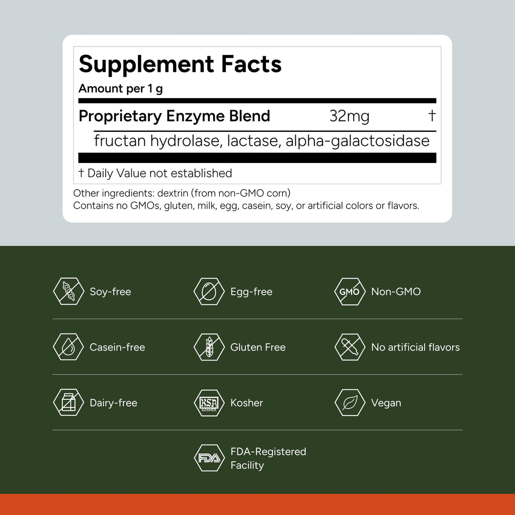 FODZYME On-The-Go Digestive Enzymes for Gut Health | Low FODMAP Support 30 Dose