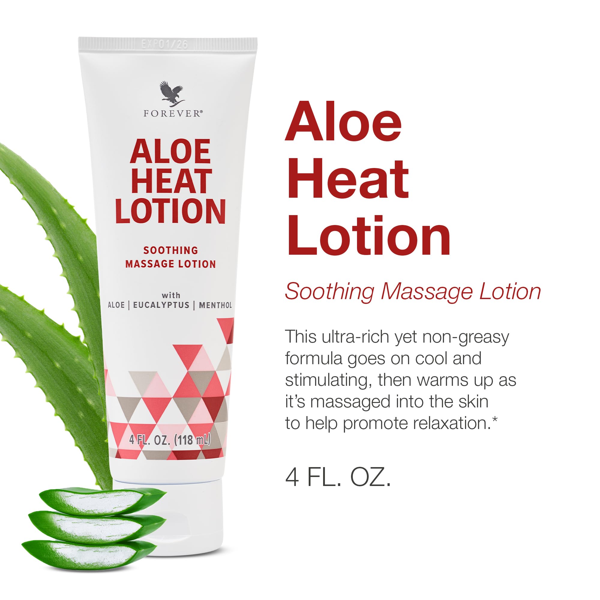 Forever Living Aloe Heat Lotion with Menthol & Eucalyptus – Vegan-Friendly, 4 fl oz (Pack of 2)