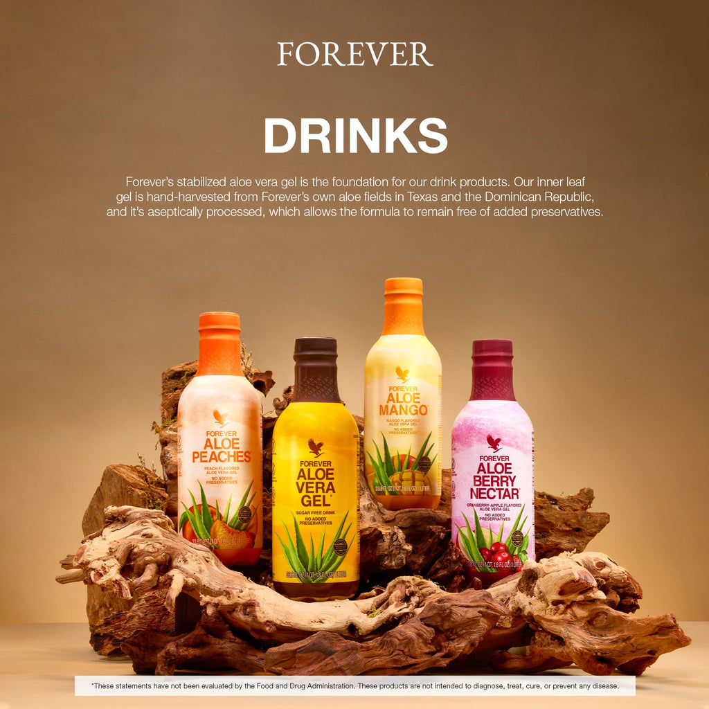 Forever Living - Aloe Peaches - Pure Aloe with Real Peach Flavor - Supports Digestion and Immunity - Vegan and Gluten-Free - 33.8 fl oz (2-Pack)