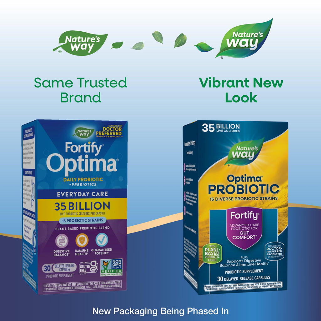 Nature's Way Fortify Optima Probiotic for Adults – 35 Billion CFUs, 15 Strains, 30 Capsules (2-Pack) – No Refrigeration