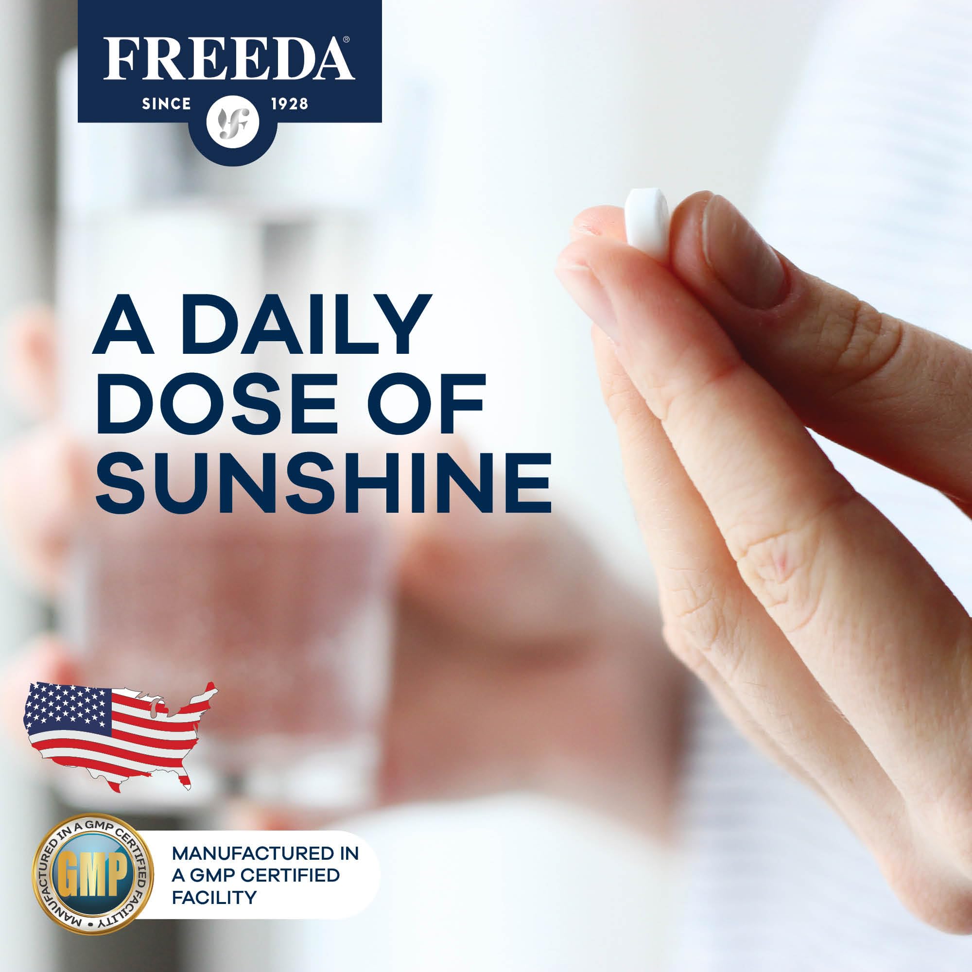 FREEDA Vitamin D3-2000 IU – High-Potency Vitamin D for Bone Strength & Immune Support – Easy-to-Swallow Tablets – 250 Tiny Tablets
