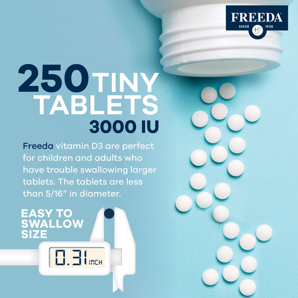 FREEDA Vitamin D3 3000 IU – High-Potency D3 for Bone Health & Immune Support