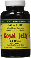100% Pure Freeze Dried Fresh Royal Jelly 2000 mg – YS Eco Bee Farms 75 Caps