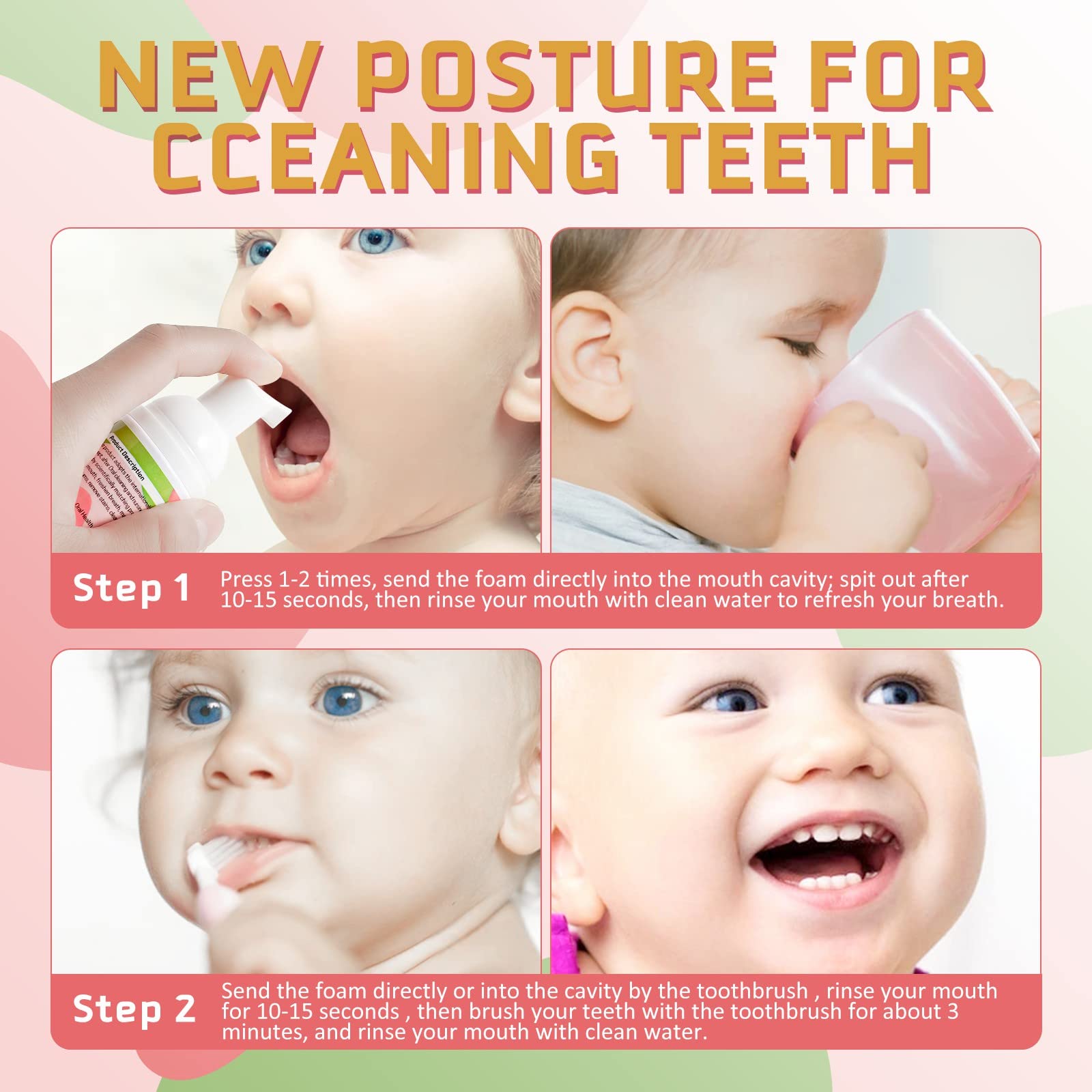 Kids Foam Toothpaste 3+ - Fluoride-Free, Fruity Flavor