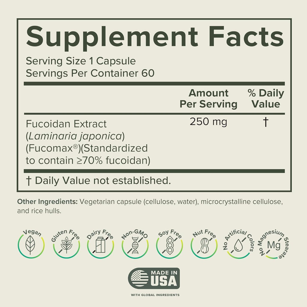Prominent Nutrition Fucoidan – Gut Health & Immune Support, 250mg, 60 Count | Premium Brown Seaweed Extract