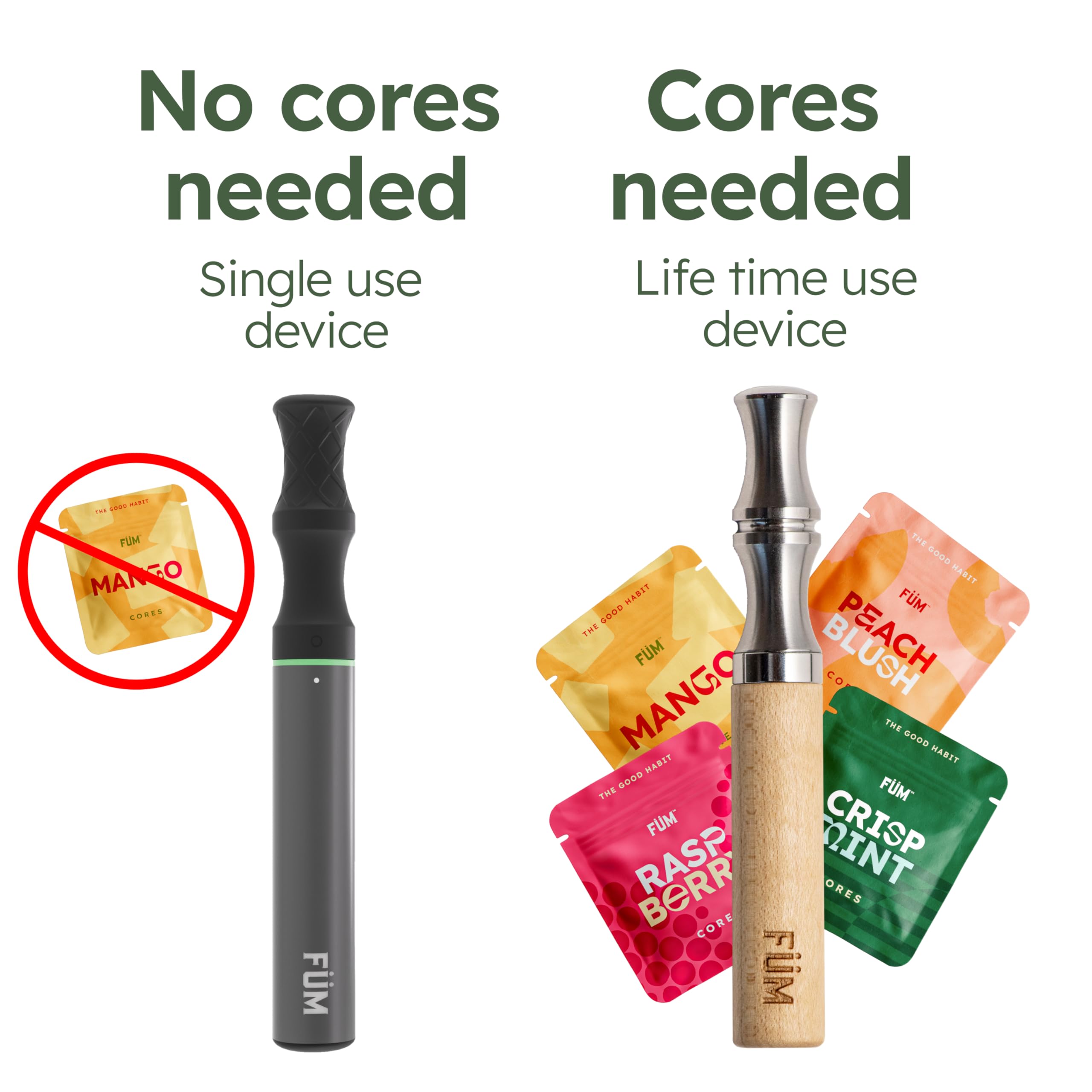FÜM Zero Flavored Air Device | Fresh, Pocket-Sized Habit Support Tool | Weighted, Portable & Refreshing Air Inhaler Alternative | Crisp Mint