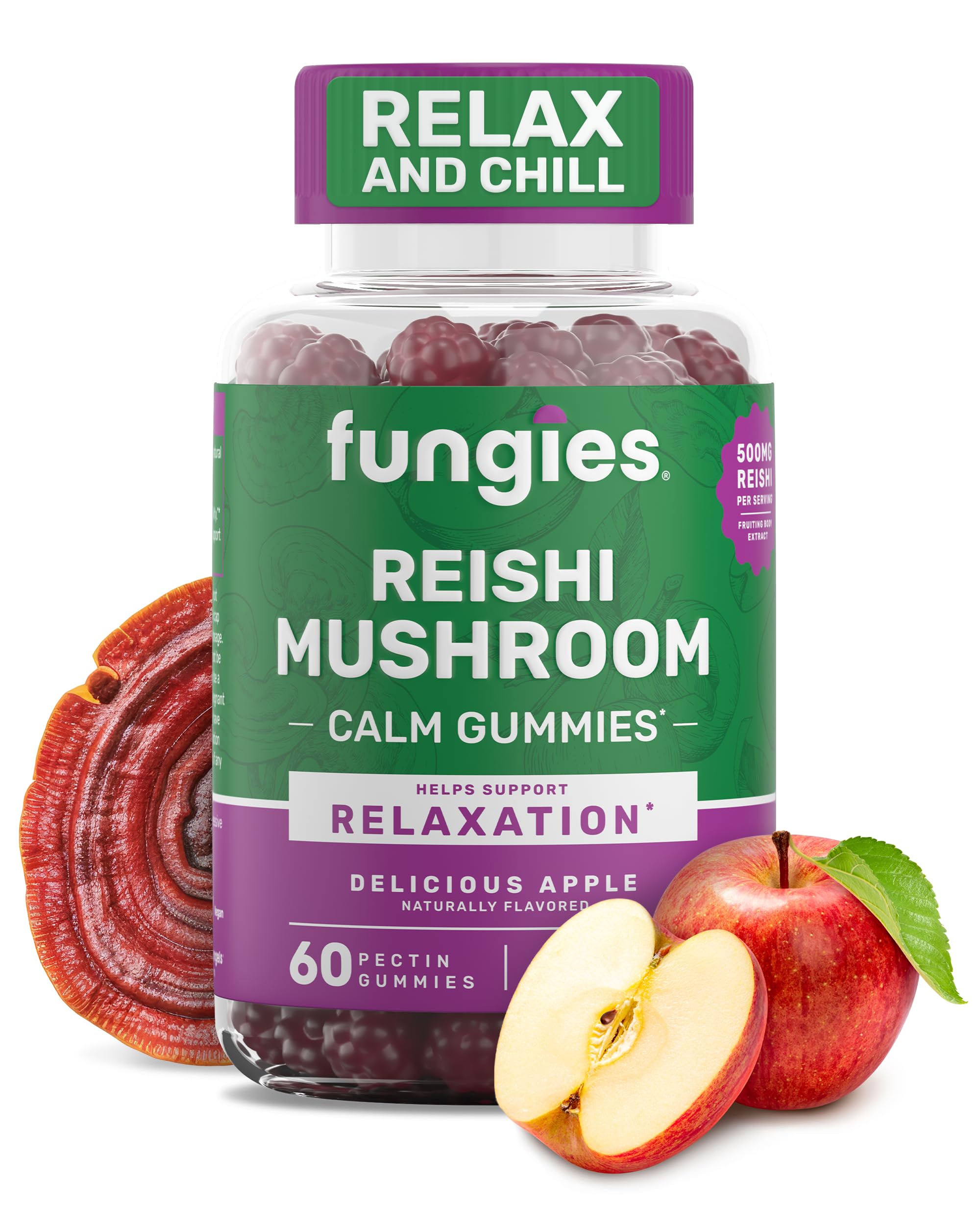 Fungies Reishi Mushroom Gummies Apple – 60 Servings | Immune Support & Relaxation