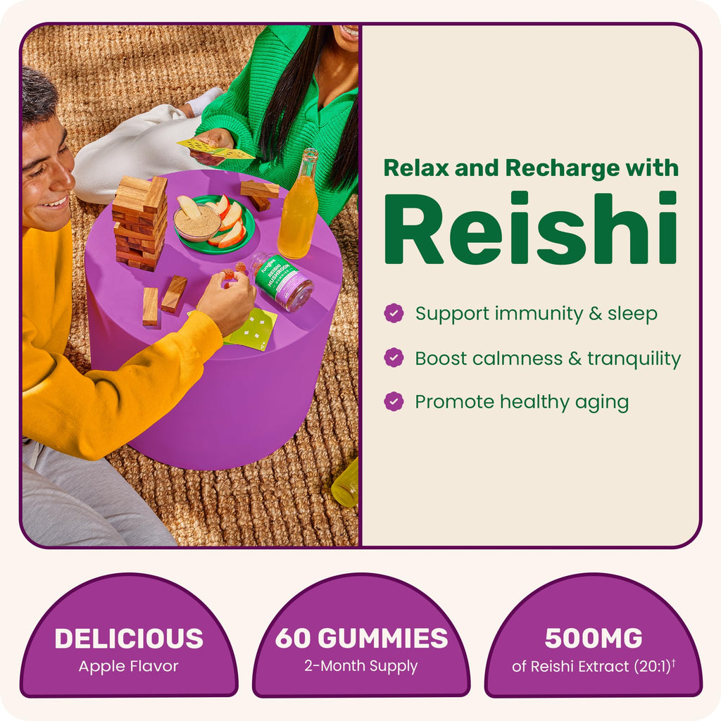 Fungies Reishi Mushroom Gummies Apple – 60 Servings | Immune Support & Relaxation