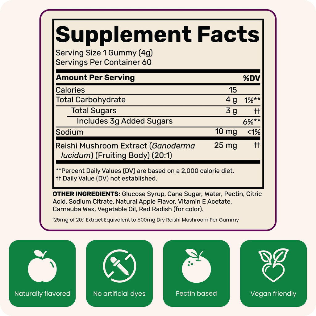 Fungies Reishi Mushroom Gummies Apple – 60 Servings | Immune Support & Relaxation