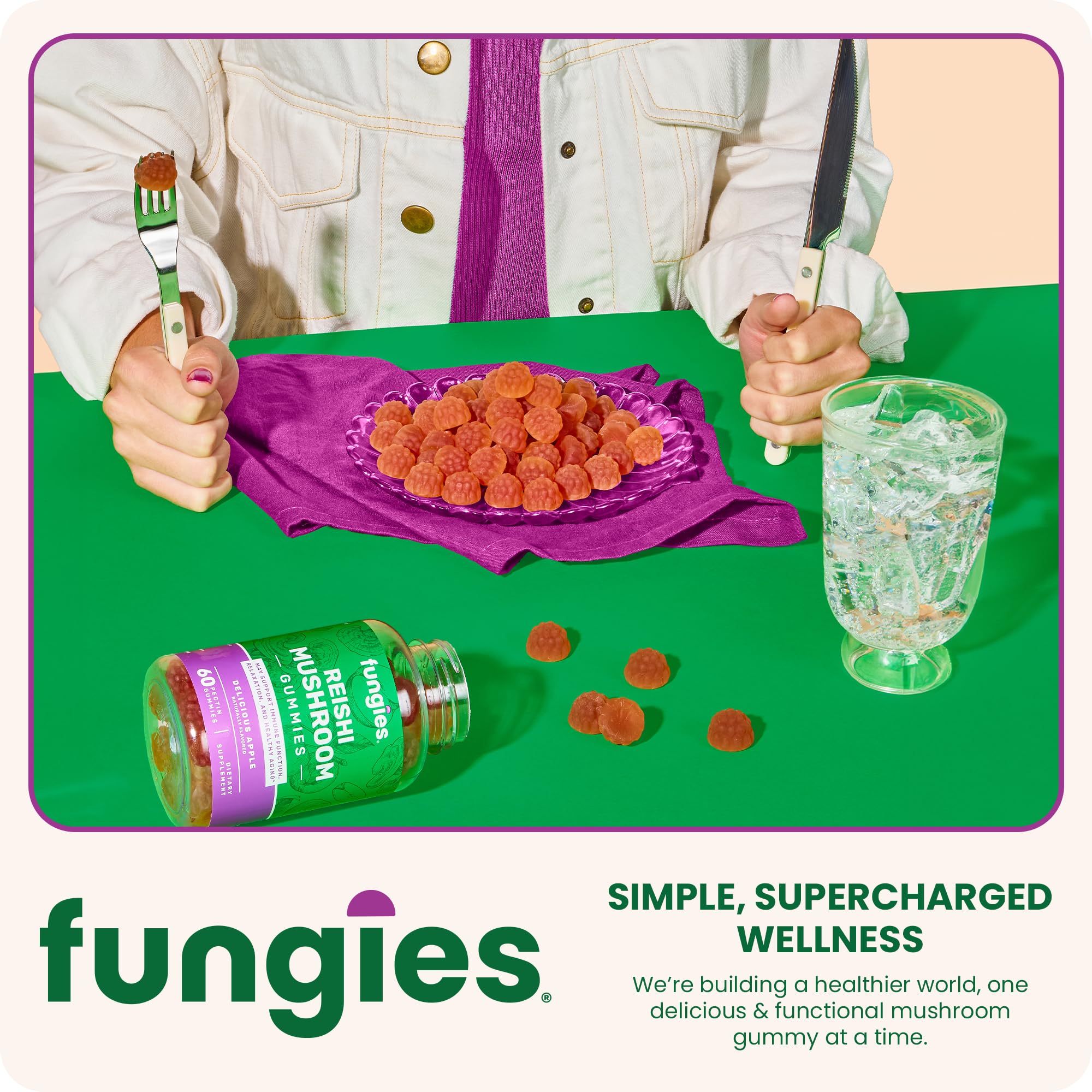 Fungies Reishi Mushroom Gummies Apple – 60 Servings | Immune Support & Relaxation