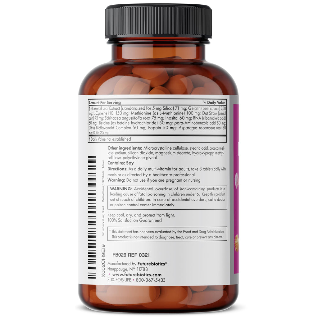 Futurebiotics Hair, Skin & Nails Beauty Multivitamin with Biotin – 180 Tablets