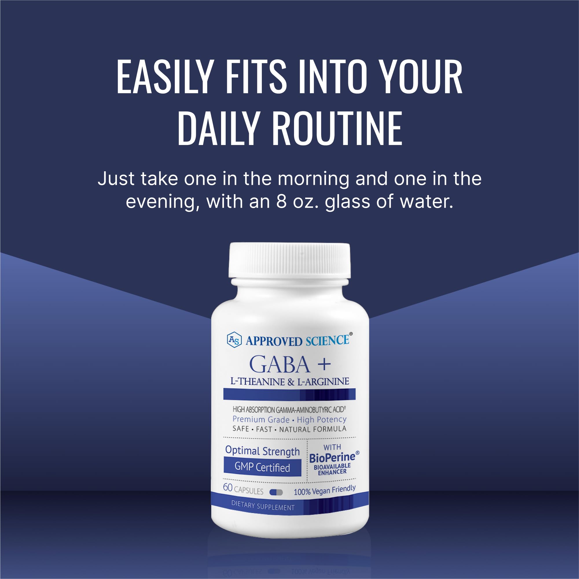 Approved Science GABA+ | Calm, Sleep & Mood Support | 600mg GABA + L-Theanine | 360 Vegan Capsules