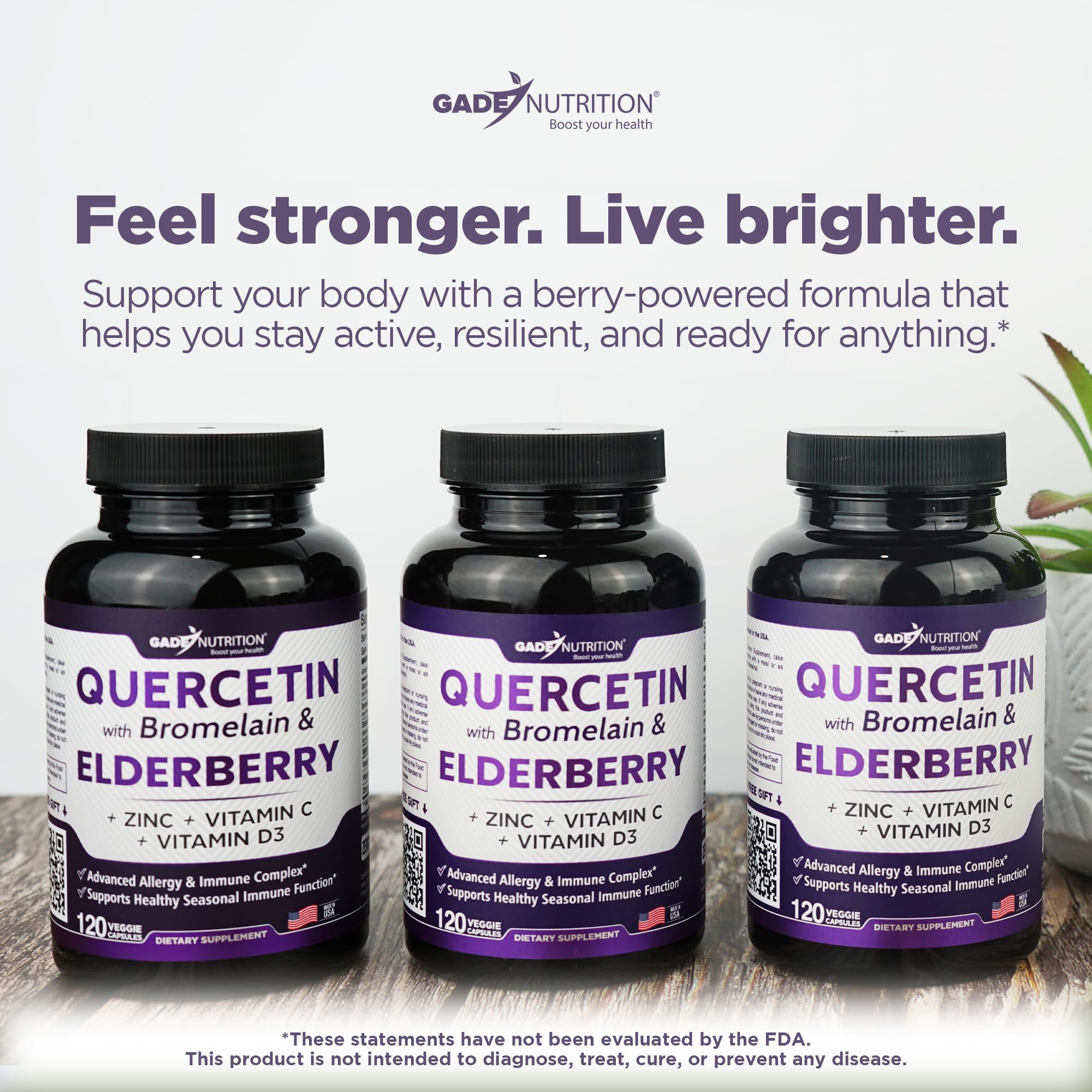 Gade Nutrition Quercetin with Bromelain & Elderberry | Immune Support (6 Months)