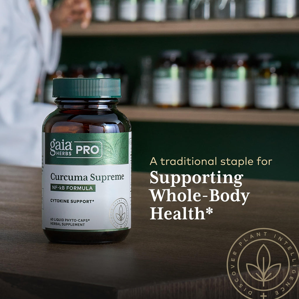 GAIA HERBS PRO Curcuma Supreme – Immune Support, Turmeric + Black Pepper, Organic, 60 Servings