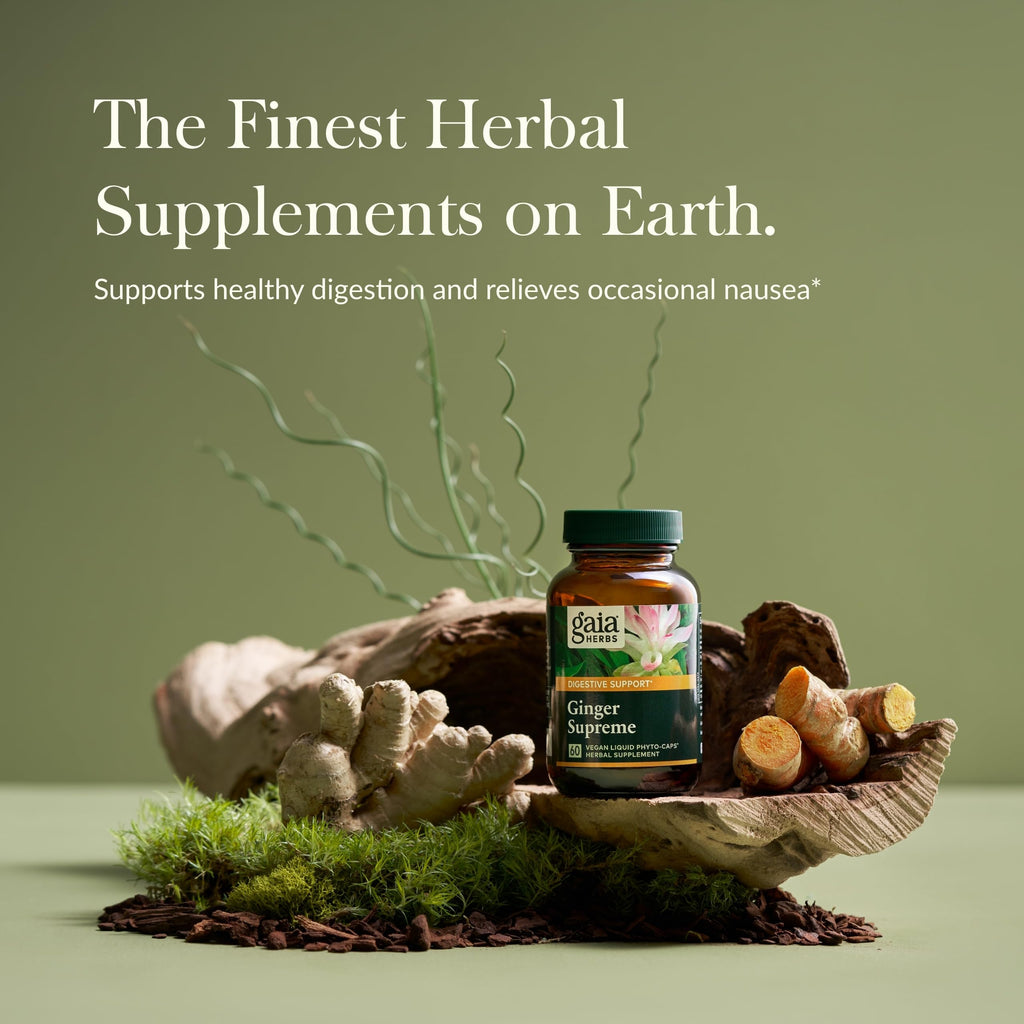Gaia Herbs Ginger Supreme – Digestive Support & Occasional Nausea | 60 Vegan Liquid Phyto-Capsules