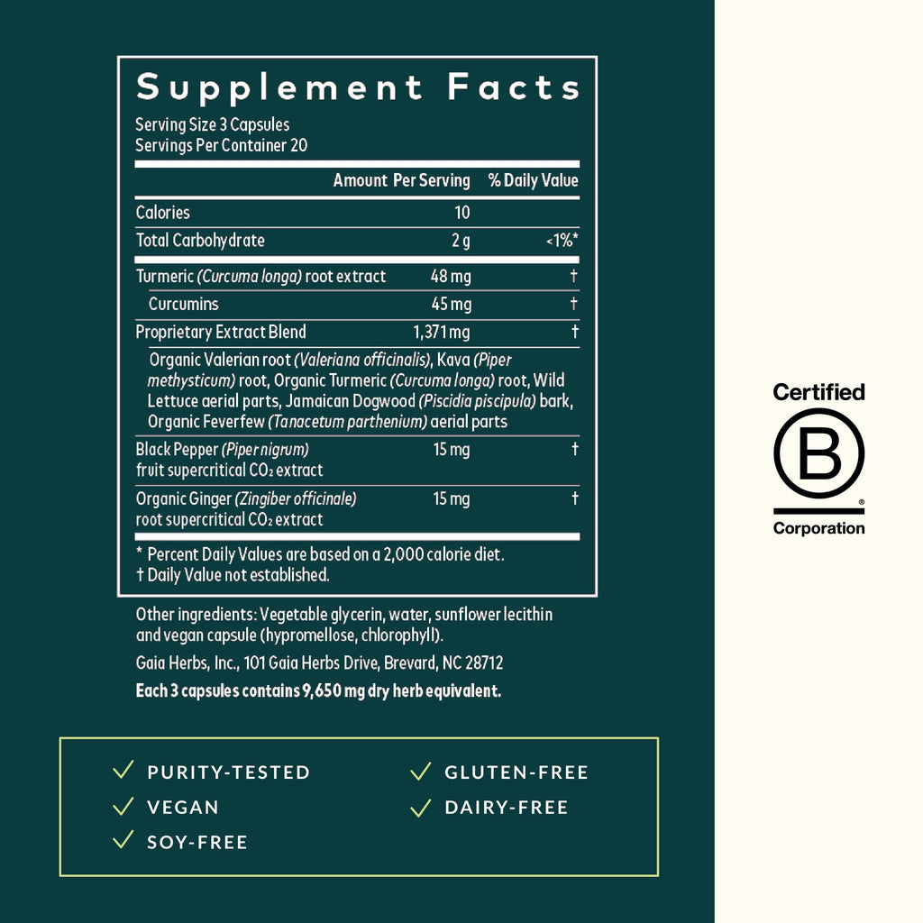 Gaia Herbs Turmeric Supreme Discomfort P.M. – Nighttime Comfort for Restful Sleep | 60 Capsules