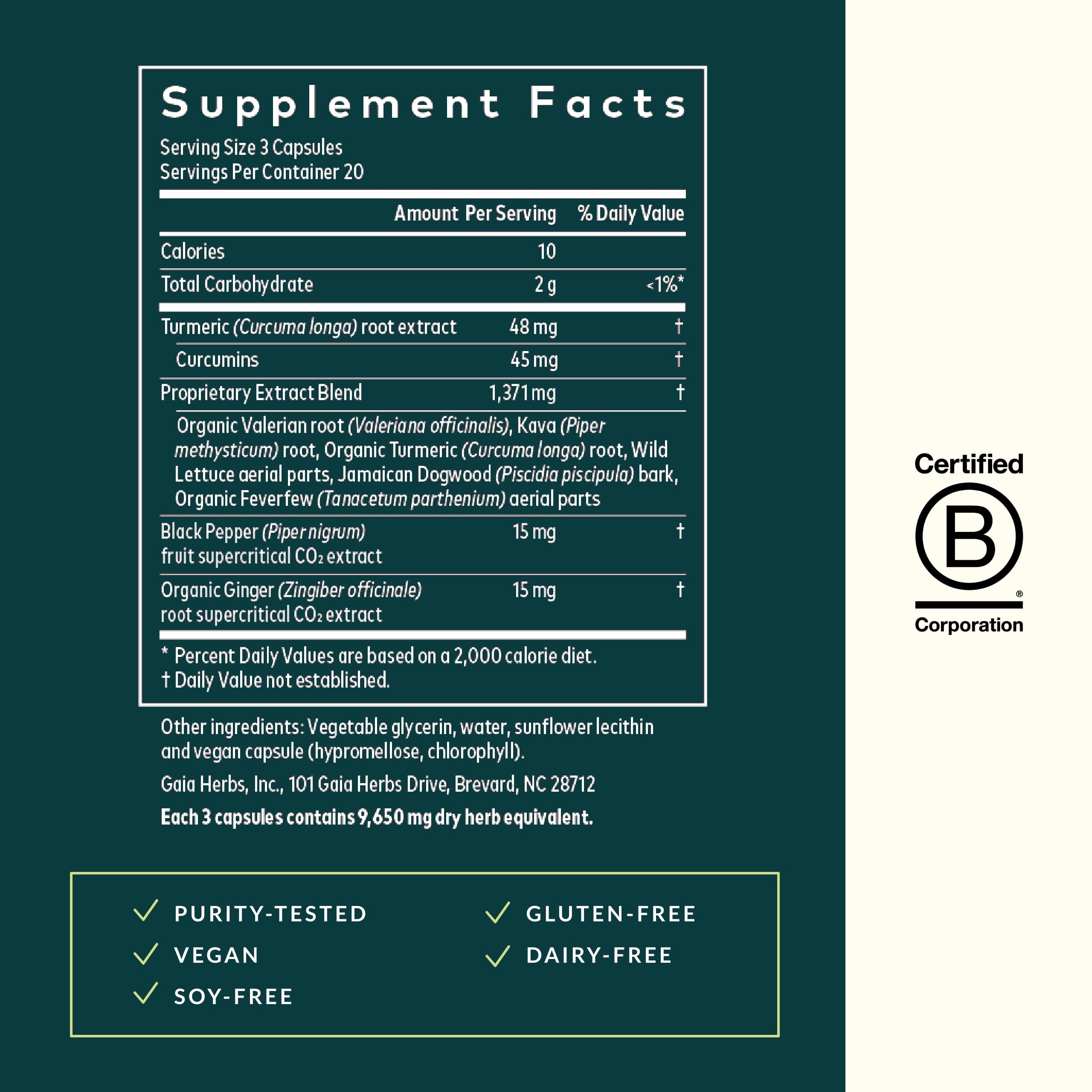 Gaia Herbs Turmeric Supreme Discomfort P.M. – Nighttime Comfort for Restful Sleep | 60 Capsules
