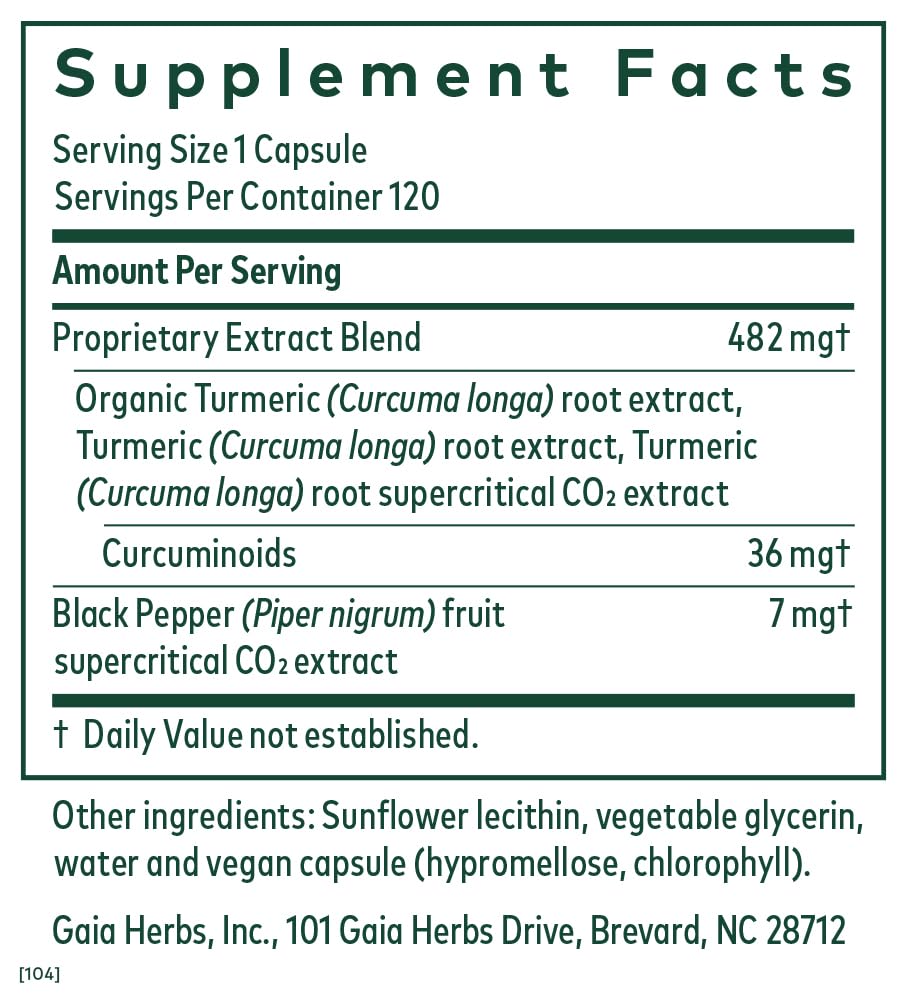 GAIA HERBS PRO Curcuma Supreme NF-kB Immune Support | Turmeric + Black Pepper - 120 Caps