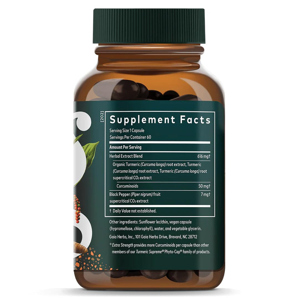 Gaia Herbs Turmeric Supreme Extra Strength - Supports Occasional Discomfort & Mobility - 120 Vegan Liquid Phyto-Caps