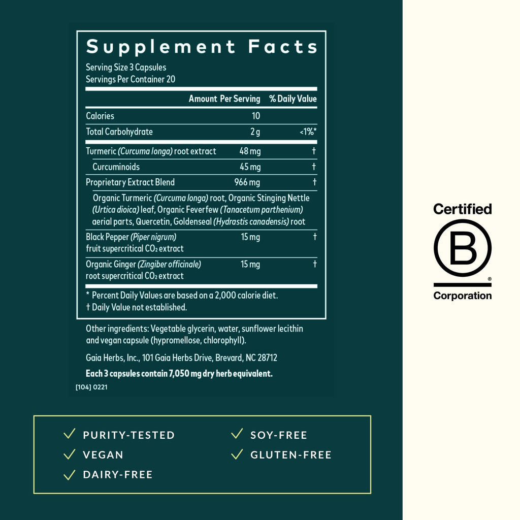 Gaia Herbs Turmeric Supreme Sinus Support - Sinus Relief & Healthy Response* | Curcumin + Black Pepper | 60 Vegan Liquid Phyto-Caps
