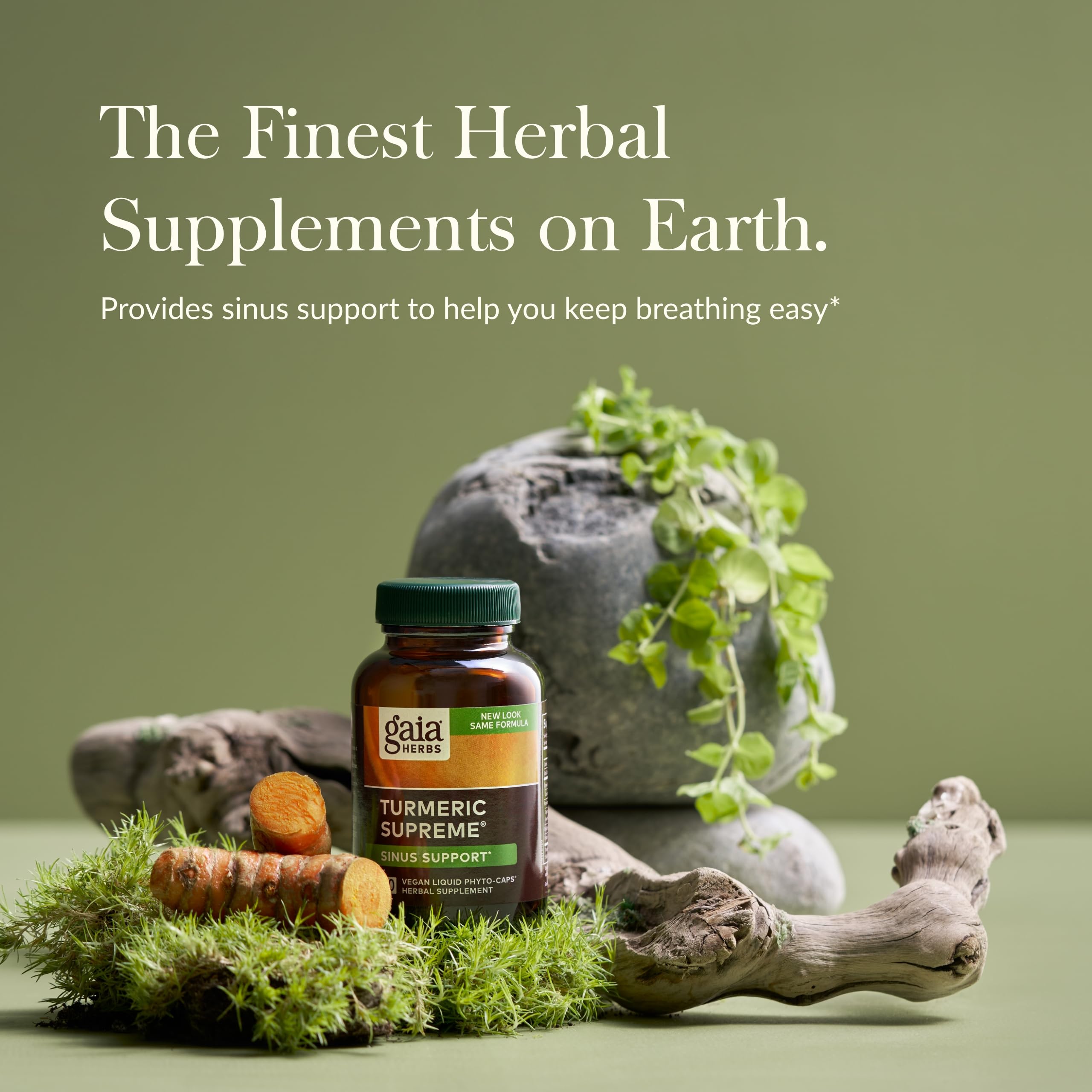 Gaia Herbs Turmeric Supreme Sinus Support - Sinus Relief & Healthy Response* | Curcumin + Black Pepper | 60 Vegan Liquid Phyto-Caps