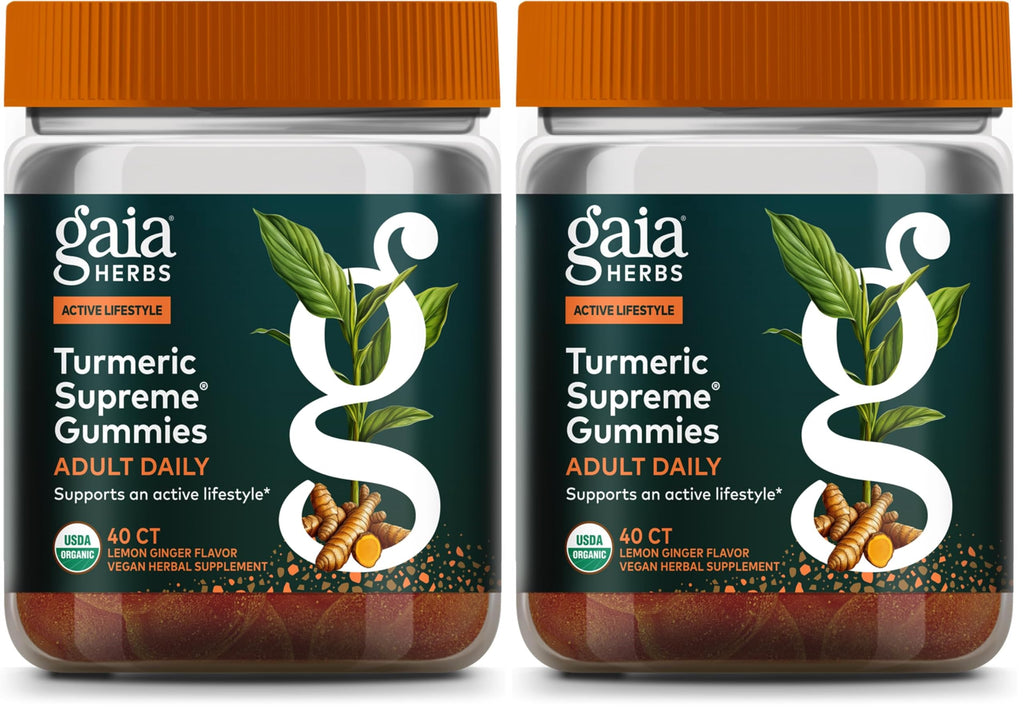 Gaia Herbs Turmeric Supreme Daily Gummies – Organic Turmeric Curcumin (Pack of 2)