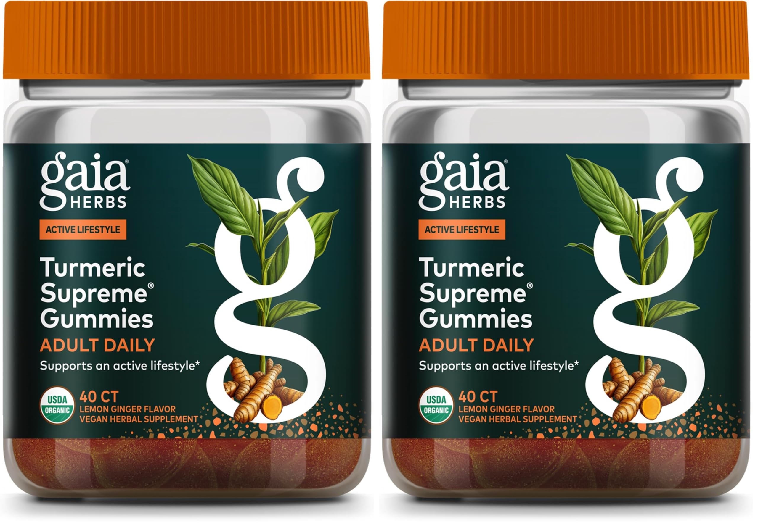Gaia Herbs Turmeric Supreme Daily Gummies – Organic Turmeric Curcumin (Pack of 2)