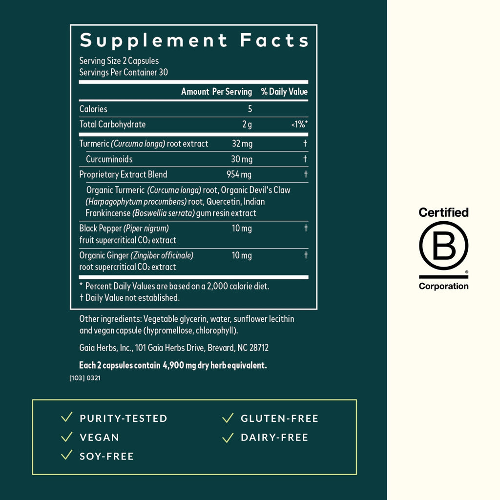 Gaia Herbs Turmeric Supreme Joint Health – Joint Support Supplement (60 Liquid Phyto-Capsules)