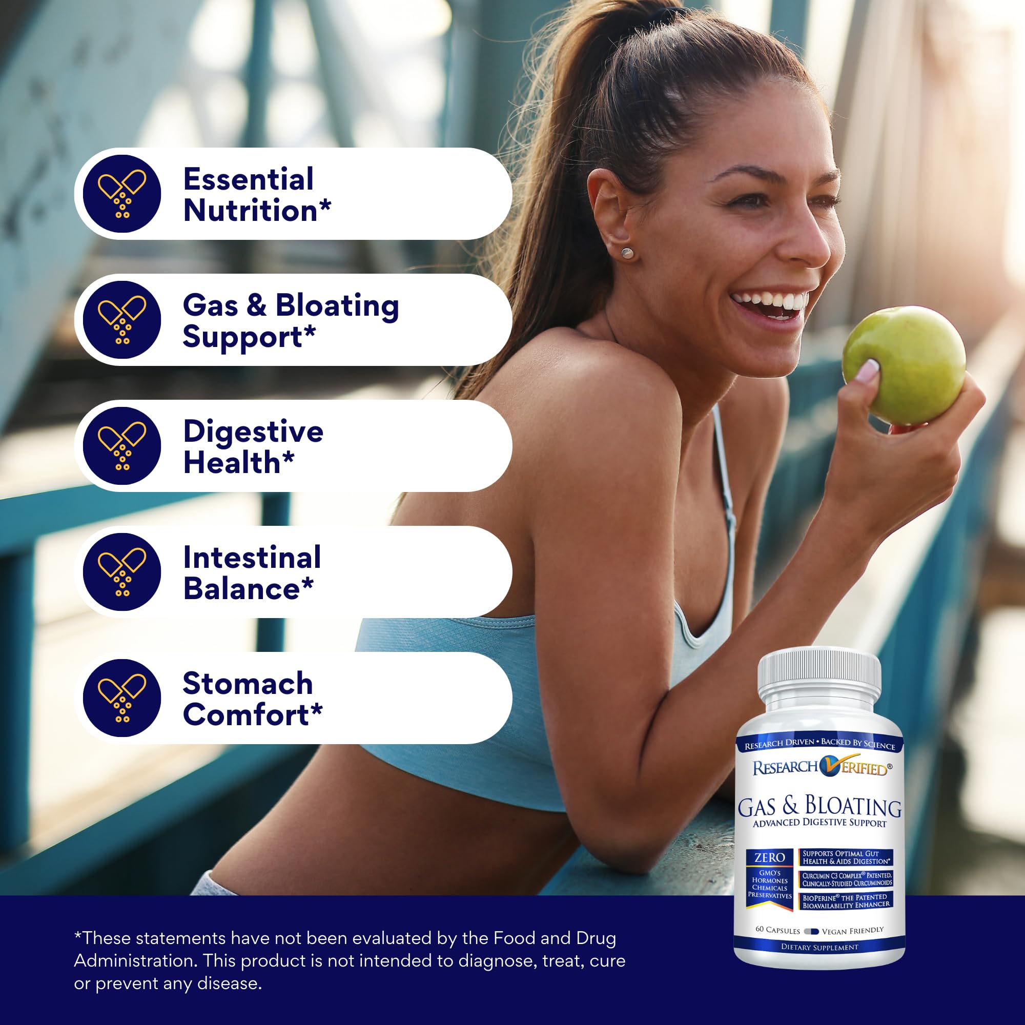 Gas & Bloating Relief - Artichoke, Ginger, Peppermint Leaf Powder - 60 Vegan Capsules | Research Verified