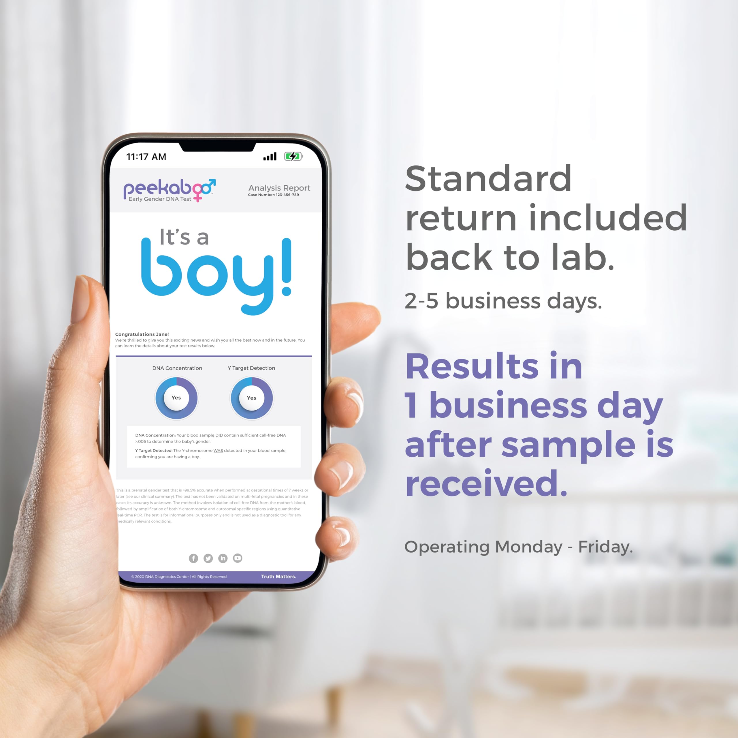Peekaboo Click At-Home DNA Gender Test – 6 Weeks, 99% Accurate, All Fees Included