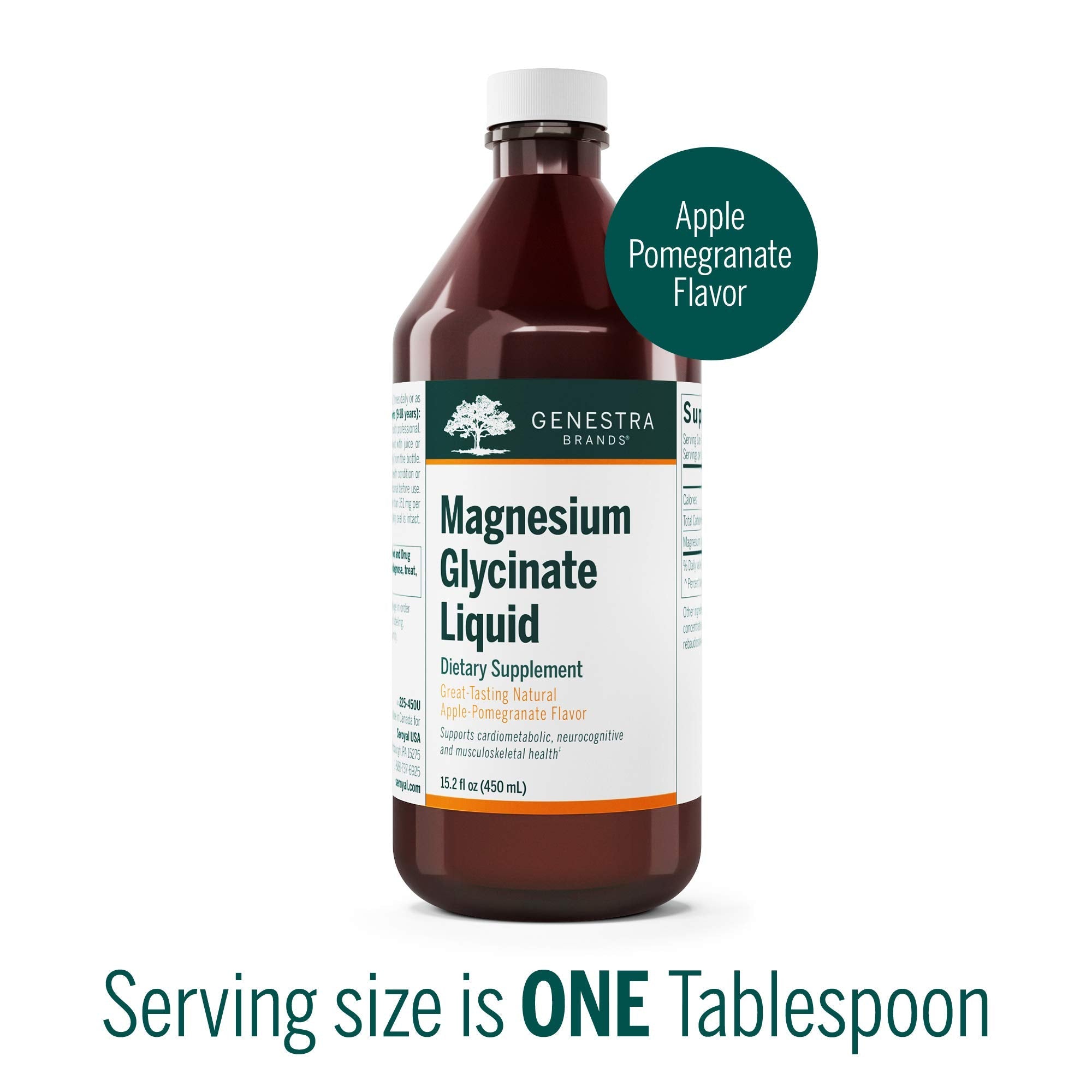 Genestra Brands Magnesium Glycinate Liquid – Apple Pomegranate Flavor, Supports Muscle Function & Metabolism