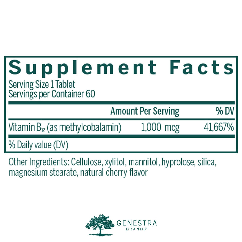 Genestra Brands Active Chewable B12 | Chewable Vitamin B12 Tablets | 60 Chewable Tablets | Natural Cherry Flavor