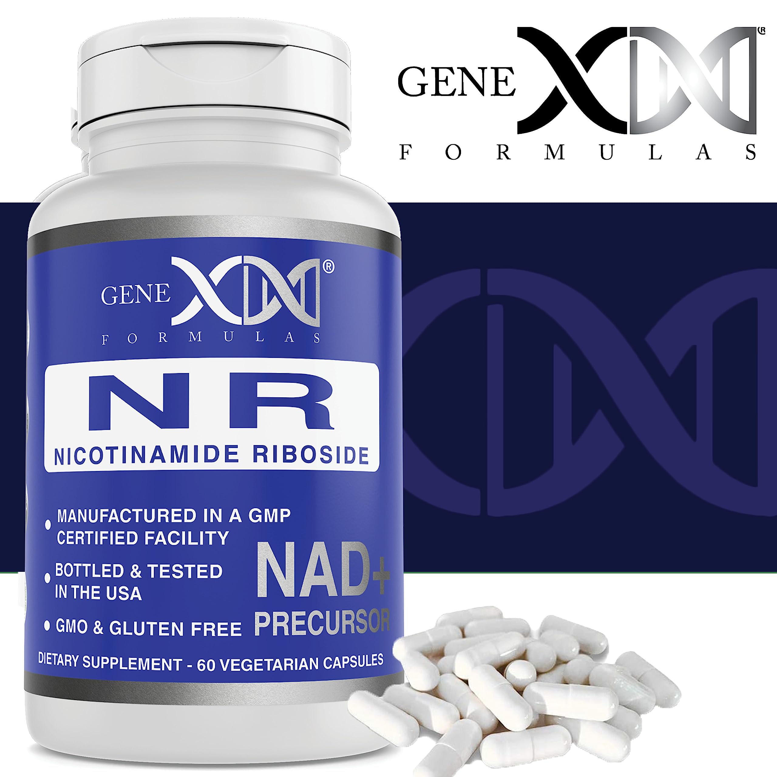 Genex Formulas NR Nicotinamide Riboside 300mg/Serving – 60 Capsules | NAD+ Precursor, GMP-Certified