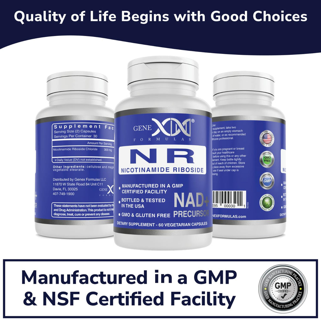 Genex Formulas NR Nicotinamide Riboside 300mg (3 Pack) NAD+ Precursor for Healthy Aging - GMP-Certified, Non-GMO, Gluten-Free, Vegetarian