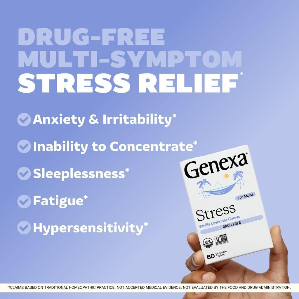 Genexa Stress Relief - Organic, Non-GMO, Physician-Formulated Stress & Sleep Support (60 Tablets)