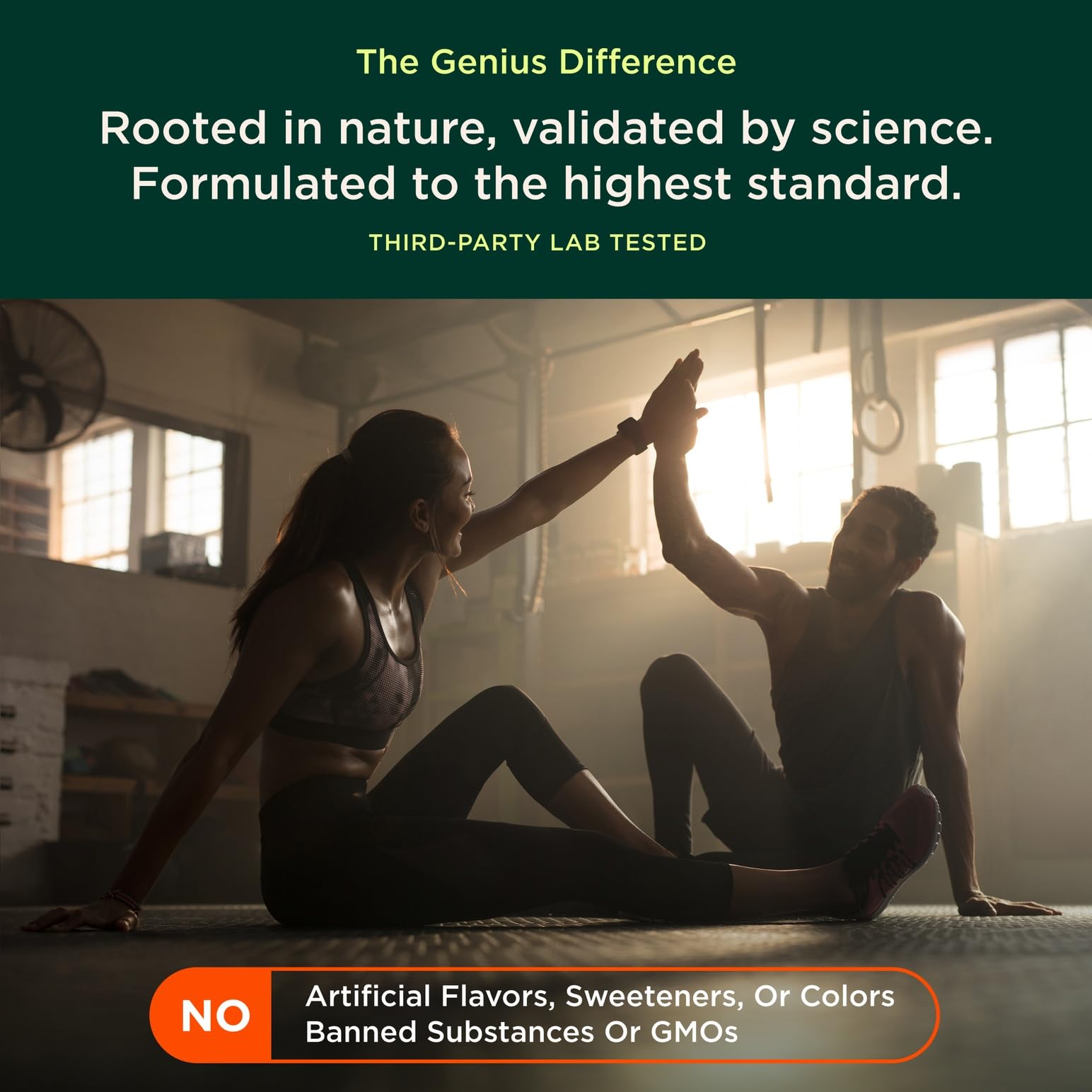Genius BCAA Powder - 5g Vegan BCAAs + L-Glutamine, Cognizin & Rhodiola (Orange)