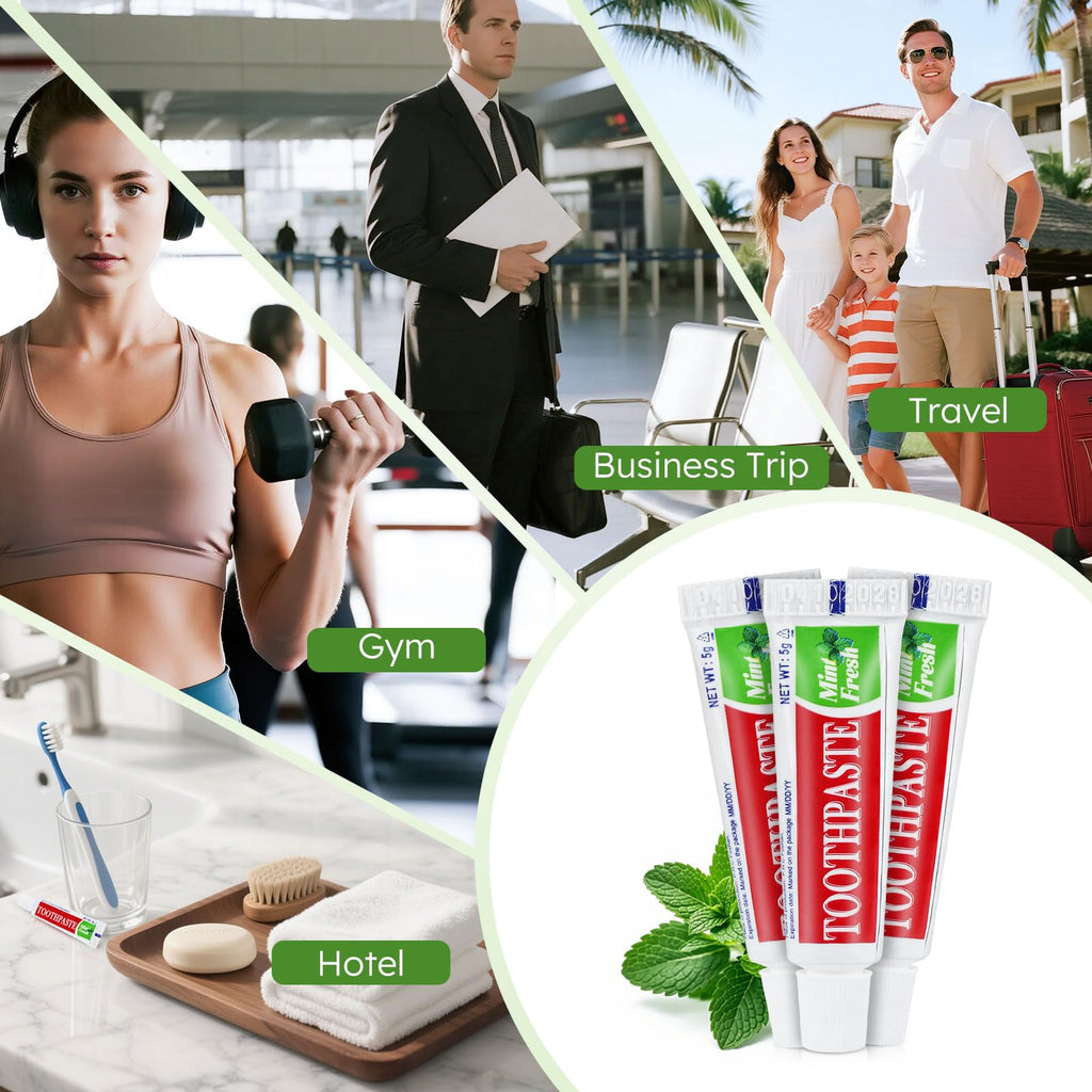 Travel Size Toothpaste Bulk — 60 Tubes, Mint, Disposable 0.176 oz