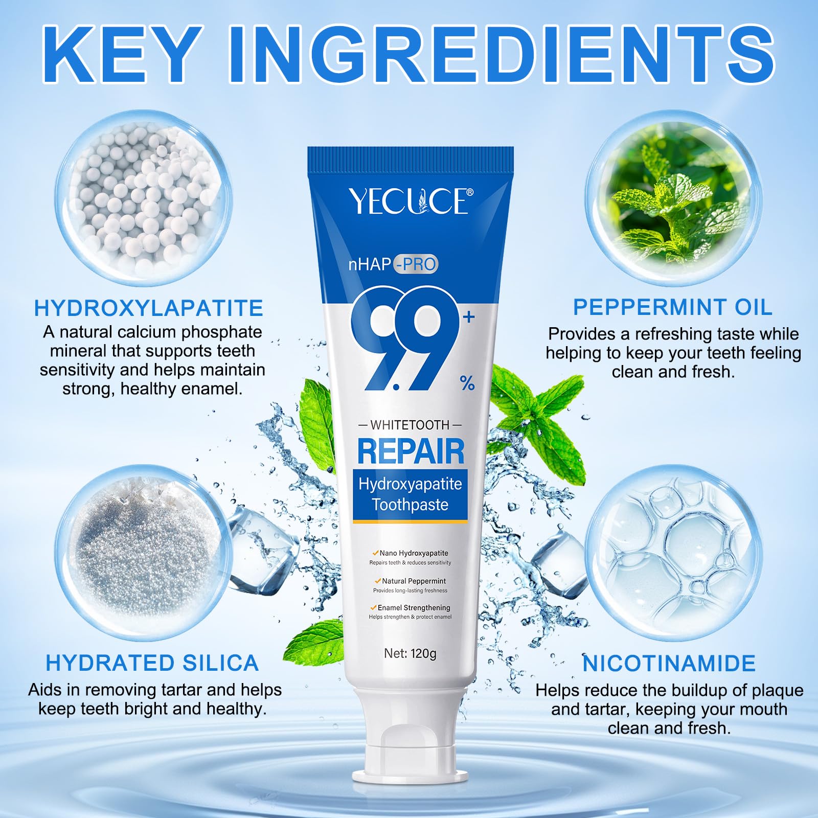 10% Nano Hydroxyapatite Toothpaste - Restore, Strengthen & Whitens Teeth - Dentist Recommended 4 oz