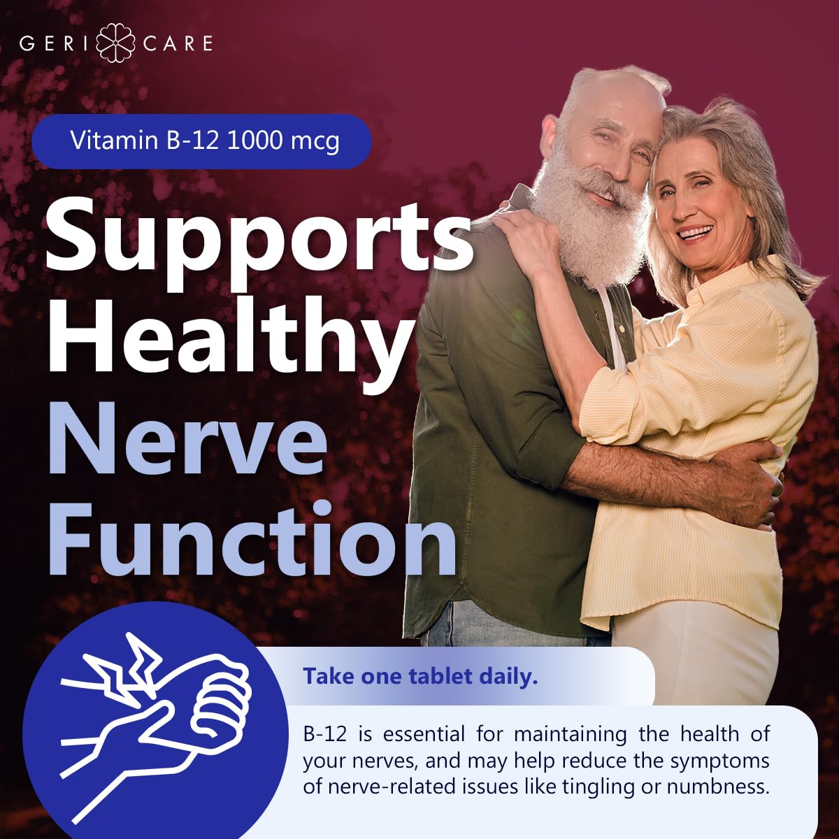 GeriCare Vitamin B-12 1000mcg High Potency Tablets | Energy, Brain & Nervous System Support