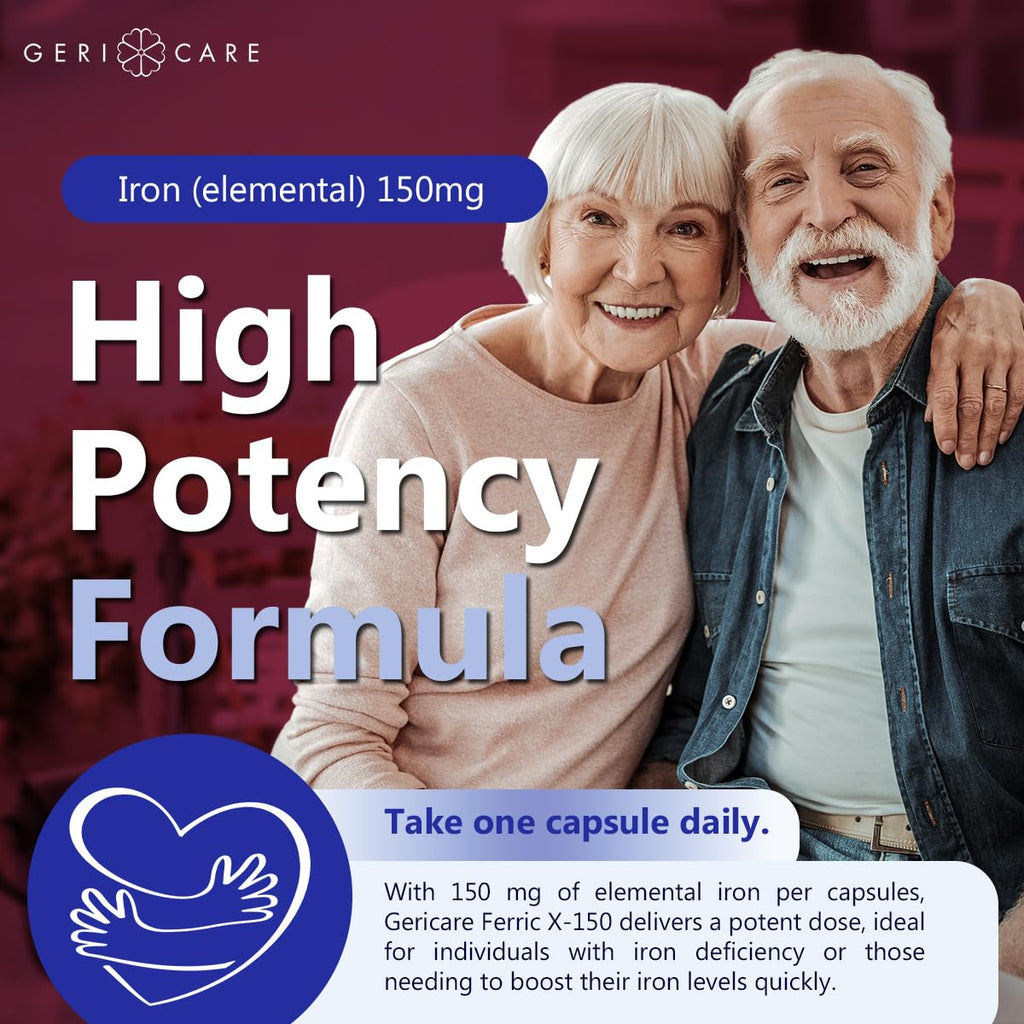 GeriCare Ferric X-150 High Potency Iron — 150 mg Elemental, 100 Count Capsules